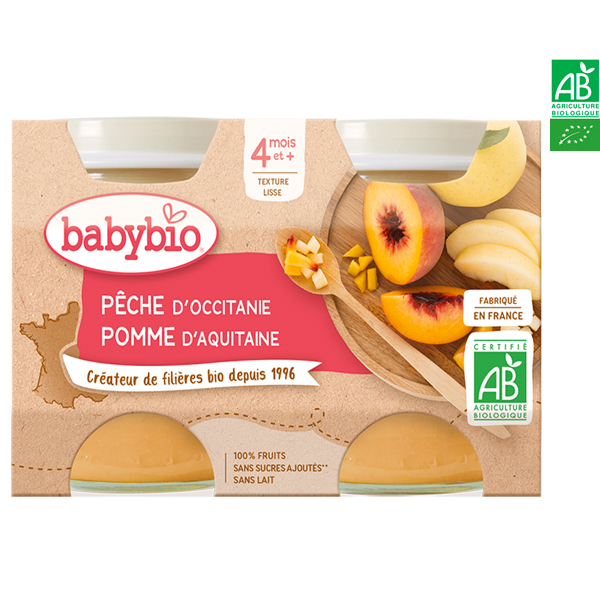 Pêche d'Occitanie Pomme d'Aquitaine 2x130g Babybio
