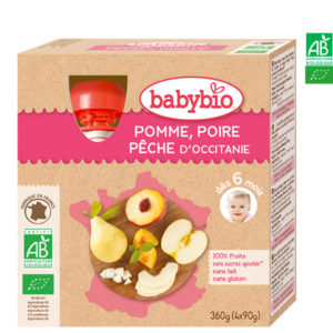 Pomme Poire Pêche du Roussillon 4x90g Babybio Pomme Poire Pêche du Roussillon 4x90g Babybio