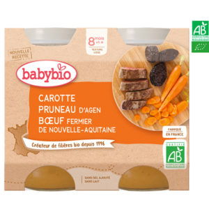 Carotte Pruneau d’Agen Bœuf Fermier Nouvelle Aquitaine 2x200g Babybio