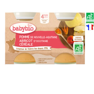 Pomme d’Aquitaine Abricot d’Occitanie Céréale Babybio Pomme d'Aquitaine Abricot d'Occitanie Céréale Babybio