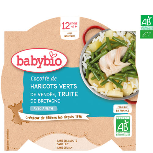 Cocotte de Haricots Verts de Vendée Truite de Bretagne à l'Aneth 230g BabyBio