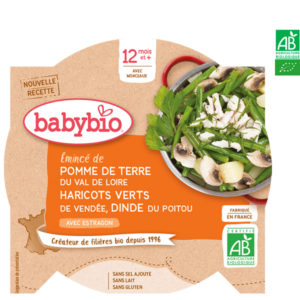 Pomme de Terre Haricots verts Dinde du Poitou 230g Babybio