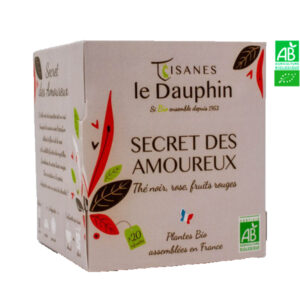 Thé Noir Bio Secret des Amoureux 20 dosettes Tisanes Le Dauphin