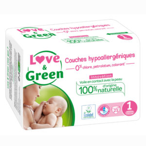 Couche-Hypoallergénique-Taille-1-2-à-5-kg-1×23-Love&Green Couche Hypoallergénique Taille 1 2 à 5 kg 1x23 Love&Green