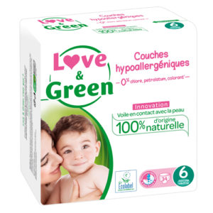 Couche Hypoallergénique Taille 6 15kg et +  Love&Green Couche Hypoallergénique Taille 6 15kg et + Love&Green