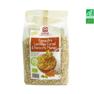 Mélange Veggie Épeautre, Lentilles Corail, Haricots Mungo 500gr Celnat