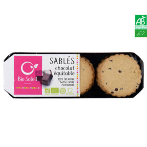 Sablés Pur Beurre Sans Levure Pépites de Chocolat Équitable 100% Épeautre 160g Bio Soleil