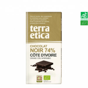Chocolat Noir Bio 74% Côte d’Ivoire Terra Etica 10 plaquettes
