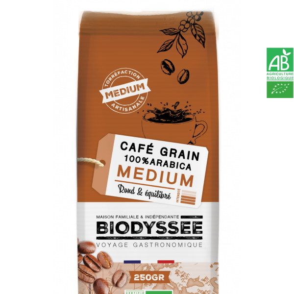 Café 100% arabica grain médium 250g par 12