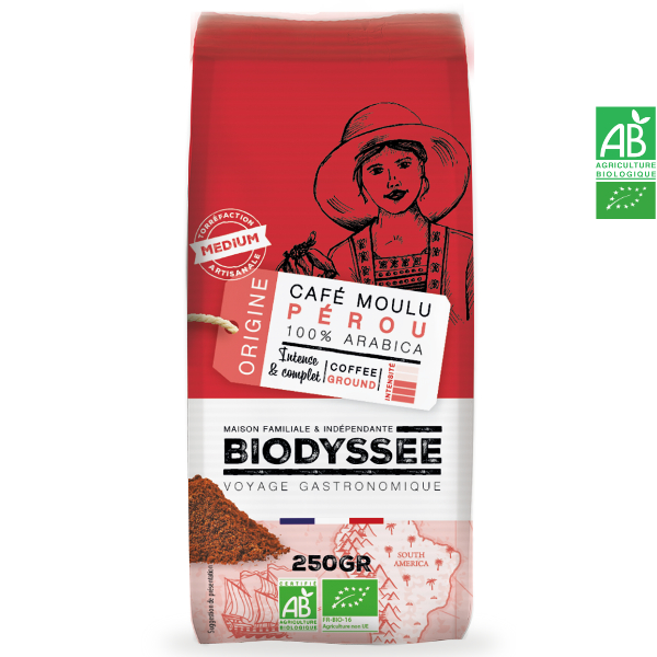 Café 100% Pérou pure origine moulu 250g par 12