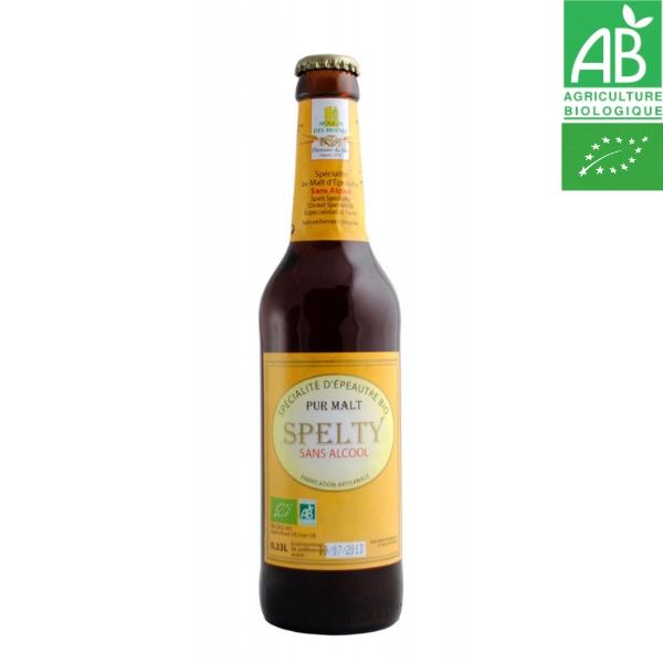 Bière blonde Spelty au malt d'épeautre, sans alcool 33cl Moulin aux Moines