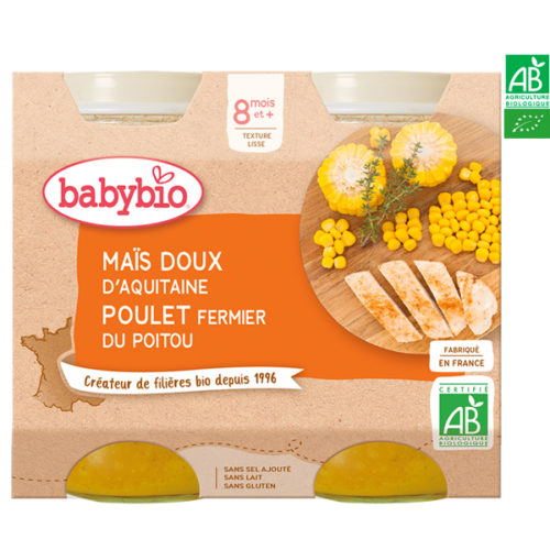 Maïs Doux d'Aquitaine Poulet Fermier du Poitou 2*200g BabyBio