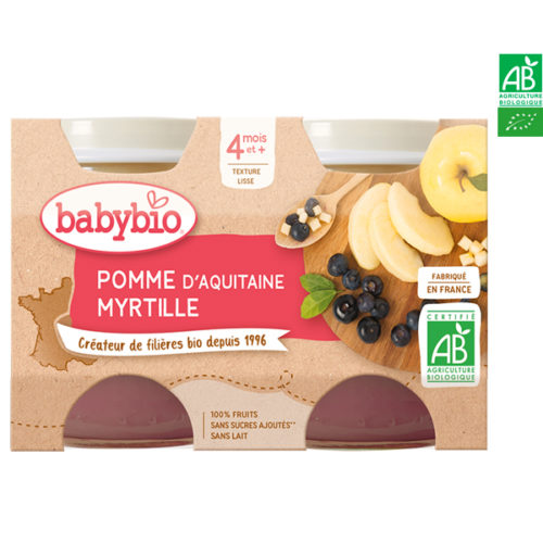 Pomme d'Aquitaine et Myrtille 2x130g Babybio