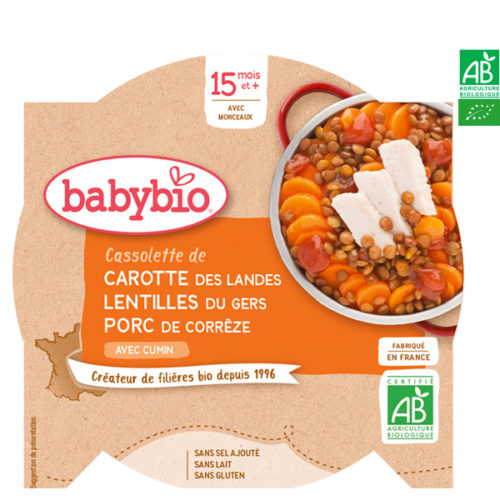 Cassolette de Carotte Lentilles et Porc de Corrèze 260g Babybio
