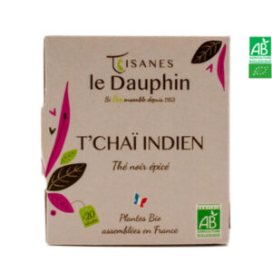 Thé Noir Bio Tchaï Indien 20 dosettes Tisanes Le Dauphin