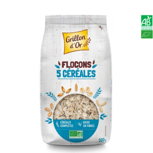 Flocons 5 céréales complètes 500gr Grillon d'Or