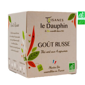 Thé Vert Bio Goût Russe 20 dosettes Tisanes Le Dauphin