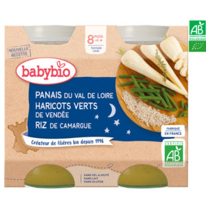 Panais du Val de Loire Haricots Verts de Vendée Riz de Camargue 2*200g Babybio Panais du Val de Loire Haricots Verts de Vendée Riz de Camargue 2*200g Babybio