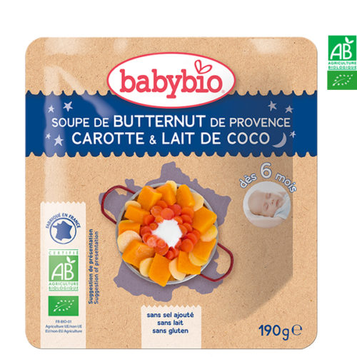 Soupe de Butternut de Provence Carotte et Lait de Coco 190g Babybio