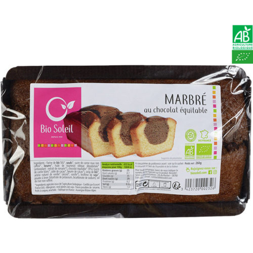 Cake Marbré Bio Au Chocolat Équitable 260g Bio Soleil