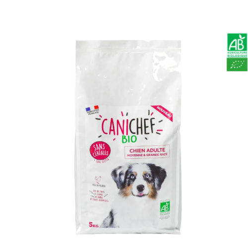 Croquettes pour chien BIO Sans Céréales- Chien Moyenne et Grande Race 5kg Canichef et Felichef